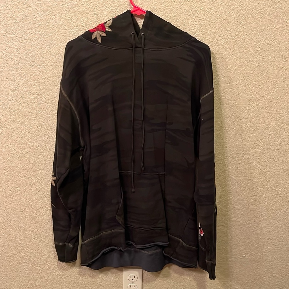 Johnny Was Black Floral Embroidered Hoodie